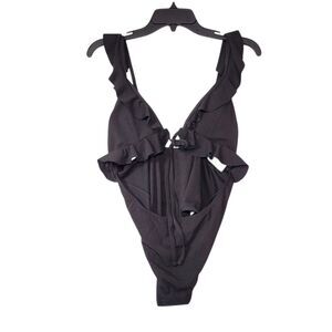 Women's One Piece Swimsuit Halter High Waist Bathing Suit Black Size Medium